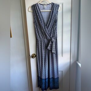 Dana Buchman Navy and White Sleeveless Jumpsuit